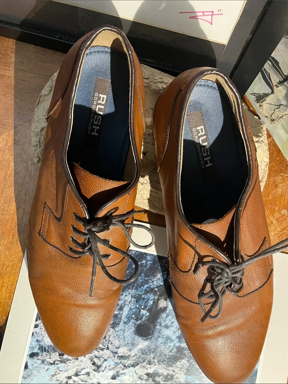 Gordon Rush Brown Pebbled Leather Derby Shoes